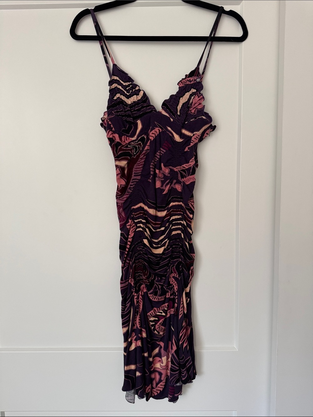 Byblos Purple Floral-Print Slip Dress with Pink and Cream Accents